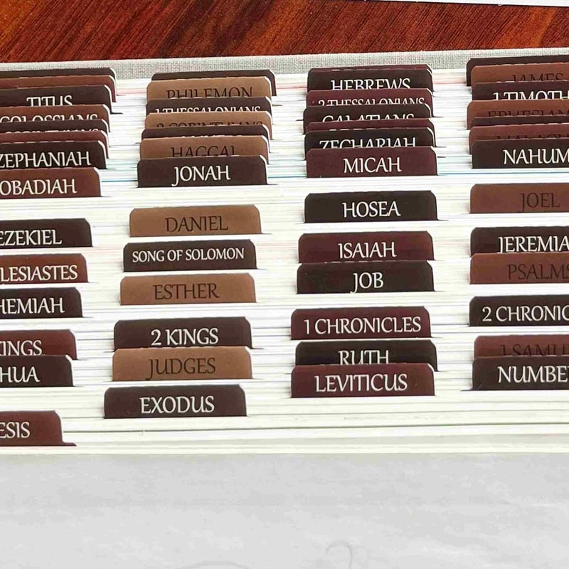 thinkor Reposition Laminated Bible Tabs, Large Print Stickers, Easy to Read & Apply Bible Tabs for Women & Man (Earthy Brown) - Image 5